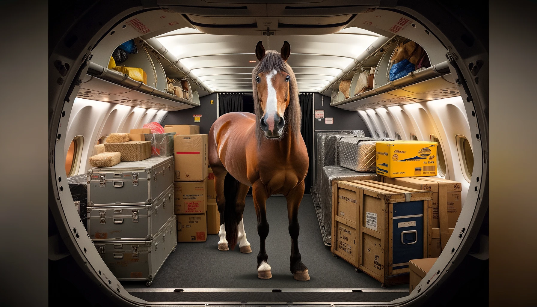 Horse on a plane